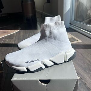 Balenciaga White Knit High-Top Sneakers